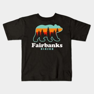 Fairbanks Alaska Vacation Travel Bear Trees Kids T-Shirt